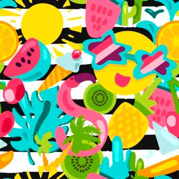 Summer color seamless vector pattern Stock Illustration