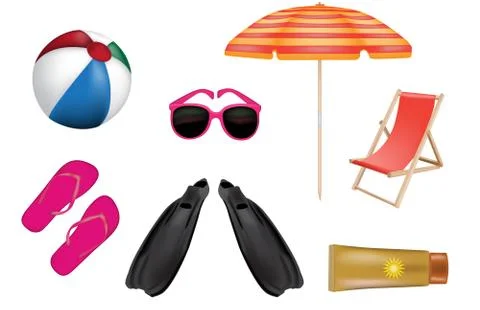 Summer color vector icons Illustrazione stock