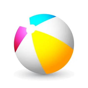 Summer colored rubber inflatable beach ball isolated on white background with Stock Illustration