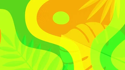 Summer colorful background 4K, flat animation with tropical leaves, looped Stock Footage 134504607
