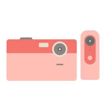 Summer colorful camera and flat design vector Stock Illustration