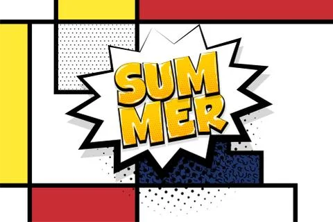 Summer comic text speech bubble pop art Stock Illustration