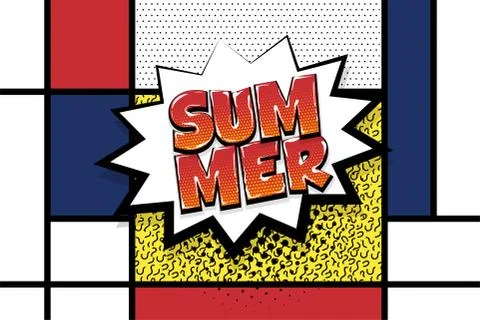 Summer comic text speech bubble pop art Illustrazione stock