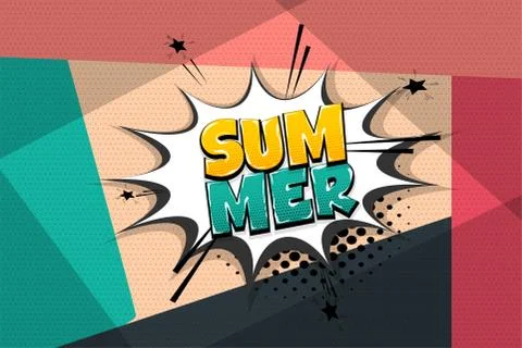 Summer comic text speech bubble pop art Illustrazione stock