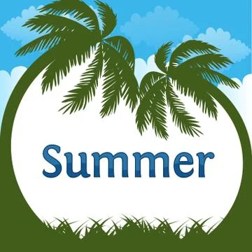 Summer is coming text on  summer beach background. Vector illustration Stock Illustration