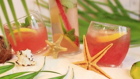 Summer composition with cocktails Stock Footage 232295712