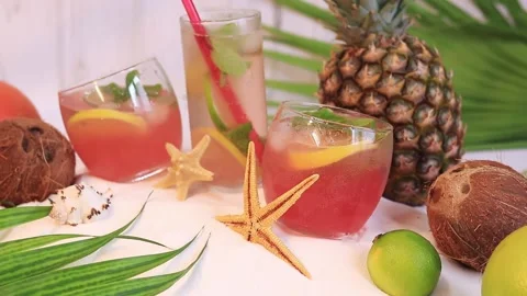 Summer composition with cocktails Stock Footage 232302071