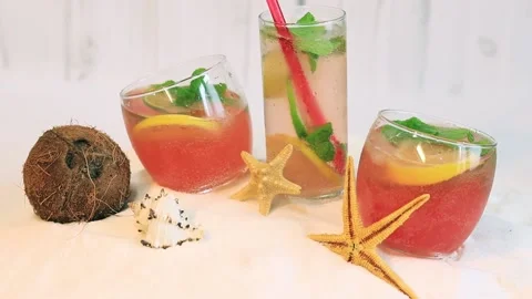 Summer composition with cocktails Stock Footage 232302074