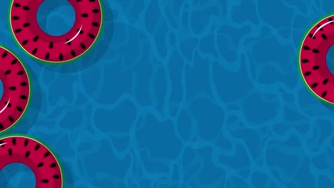 Summer concept design of inflatable watermelon in swimming pool Stock Footage 339435644
