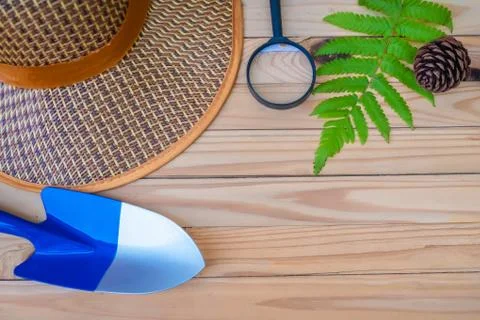 Summer concept flat lay styles on top view with free space for text Stock Photos