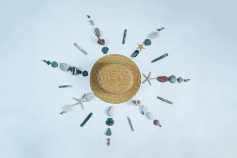 Summer concept. shells in shape of sun Stock Photos