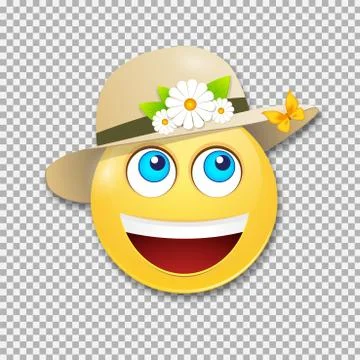 Summer concept. Smiling smiley in a hat .Emotion, vector Stock Illustration