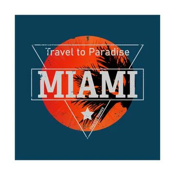 Summer concept tee print vector design with typo and palms Stock Illustration