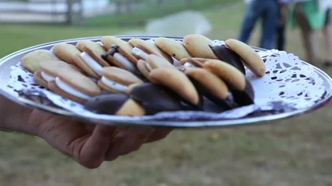 Summer Cookie Catering Table Display at Outdoor Event, East Hammpton Video stock 141746008
