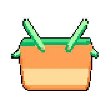Summer cooler box pixel art vector illustration Stock Illustration