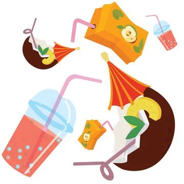 Summer cooling drinks on a white background. Seamless pattern. Vector stock i Stock Illustration