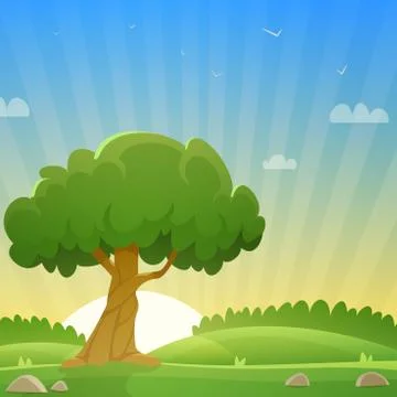 Summer Countryside Landscape Stock Illustration
