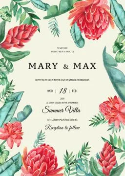 Summer creative design template. Invitation cards for wedding. Stock-Illustration