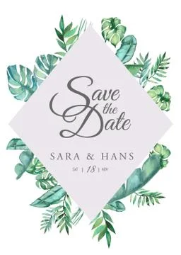 Summer creative design template. Invitation cards for wedding. Stock-Illustration