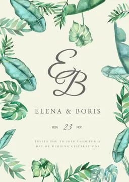 Summer creative design template. Invitation cards for wedding. Stock-Illustration