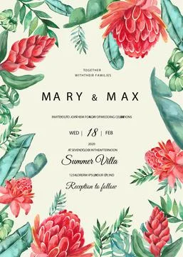 Summer creative design template. Invitation cards for wedding. Stock-Illustration