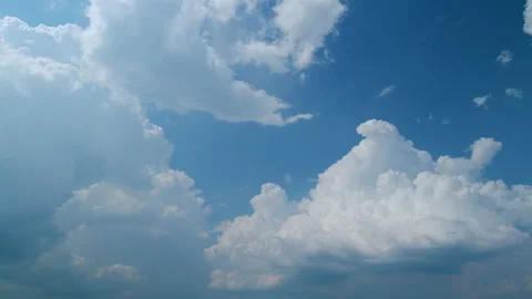 Summer cumulonimbus clouds. White clouds nature cloudscape background. Beautiful Stock Footage 209619734
