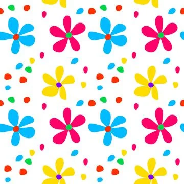 Summer daisy flowers seamless pattern. Simple flat modern drawing. Spring b.. Stock Illustration
