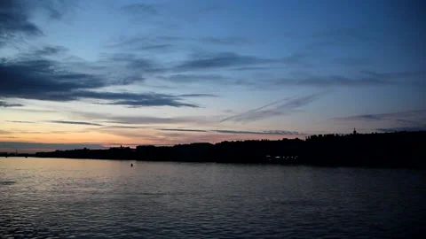 Summer dawn over the Neva River in St. Petersburg Stock Footage 145118522