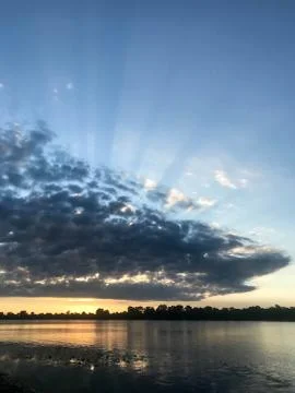 Summer dawn on the river Foto stock