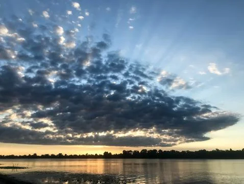 Summer dawn on the river Foto stock