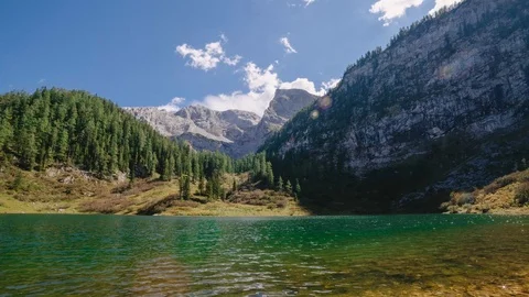 Summer day in the Austrian Alps close to Bavaria Berchtesgaden, Grünsee Stock Footage 99787266