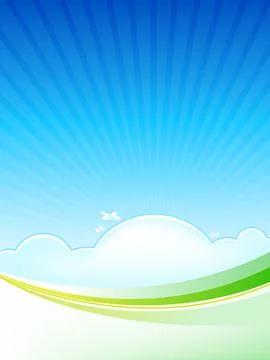 Summer day background with clouds and sun lights vector Stock Illustration