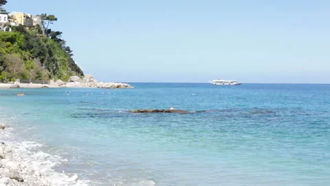 Summer Day On Cala Grande Beach In World Famous Capri Island Video stock 123700715
