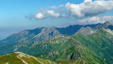 Summer Day Dynamic Clouds Over Tatra Mountains Border View Stock Footage 282129130