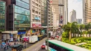 Summer Day Hong Kong Traffic Street Bridge Panorama 4K Time Lapse China Stock Footage