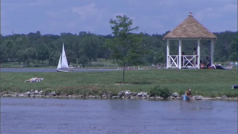 Summer Day at the Lake Stock Footage 88386858