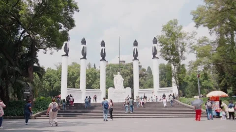 Summer day in Mexico City Chapultepec forest monument historic niños heroes Stock Footage 346250335