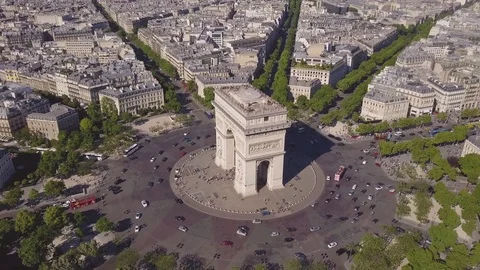 Summer day paris arch de triumph aerial panorama 4k time lapse france Stock Footage 78745849