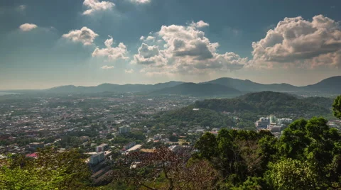 Summer day phuket town monkey hill panorama 4k time lapse thailand Stock-Footage 61868702