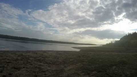 Summer Day on the River Coast 4K Stock Footage 81045947