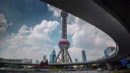 Summer Day Shanghai City Tower Square Panorama 4K Time Lapse China Stock Footage