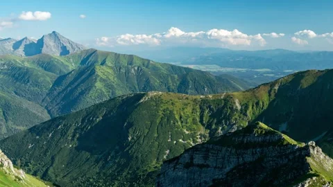 Summer Day Skyline of Tatra Mountains on Polish-Slovak Border Stock Footage 282129149