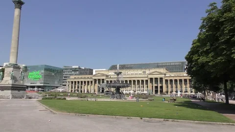 Summer day in Stuttgart Castle Square park Stock Footage 97899205