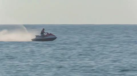 Summer day sun light jet ski ride beach view hd phuket thailand Stock Footage 64565168