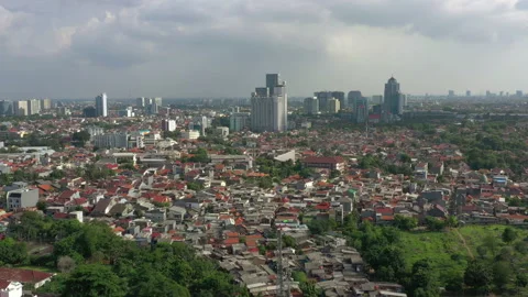 Summer day time flight over jakarta cityscape aerial panorama 4k indonesia Stockbeeldmateriaal 138462848