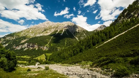 Summer Day Time Lapse in the Mountains of Montafon, Austria Stock Footage 125946349