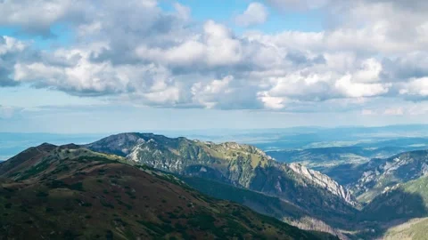 Summer Day Timelapse in Tatra Mountains with Cloudy Sky Stock Footage 308189834