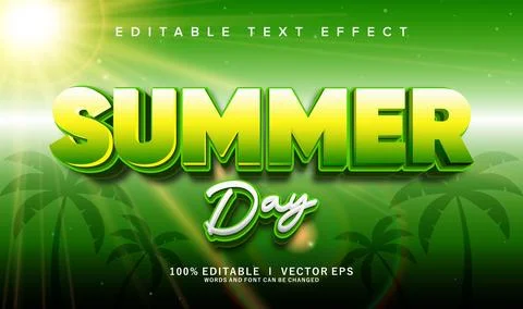 Summer day vector text effect with modern style design Stock Illustration