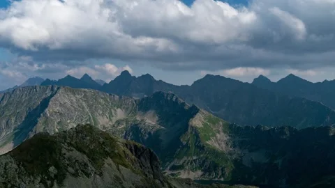 Summer Day View of Tatra Mountains, Lake and Skyscape Video stock 282128601