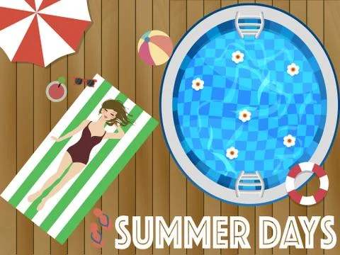 Summer days weekend with wooman Stock Illustration